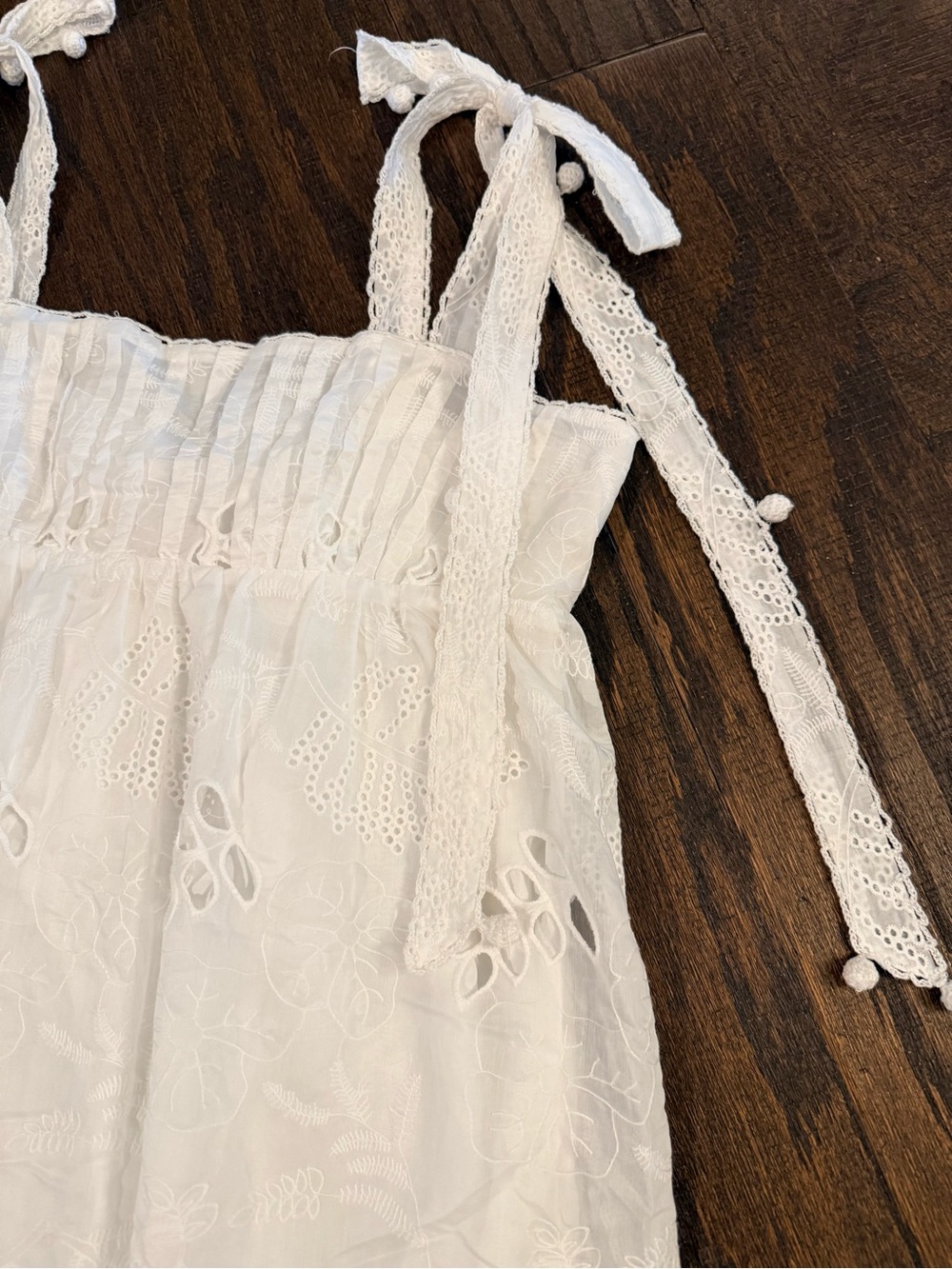 FARM Rio White Eyelet Tie-Shoulder Midi Dress - Picture 9 of 13